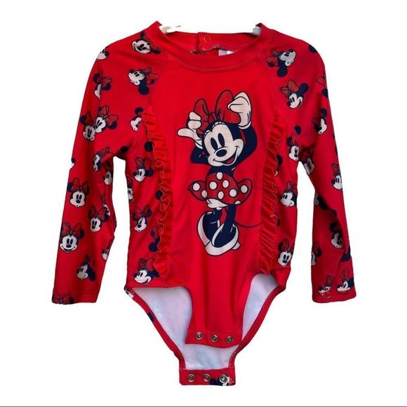 Disney Swim Disney Baby Minnie Mouse Swimsuit Red One Piece Snaps